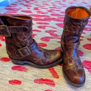 Old Gringo Brown Leather Studded Western Harness Booties